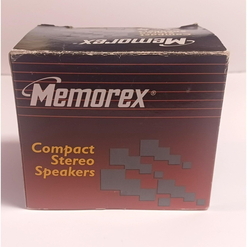 Vintage 1980s Memorex Compact Stereo Portable Travel Speakers NOS - Open Box